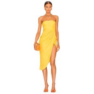 GAUGE81 Lica Short Dress in Lemon Medium Womens Strapless Silk Asymetric